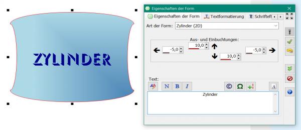 Zum Vergrößern anklicken! Heyer's Etiketten-Studio Pro - Form/Zylinder